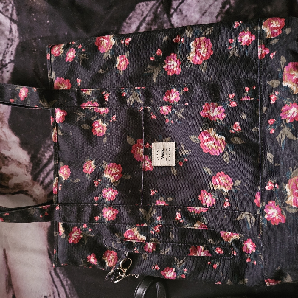 Vans Floral Tote Bag - Black and Pink